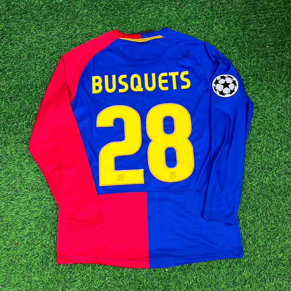 2009 Sergio Busquets Barcelona Champions League Final Retro Football Jersey – Back View