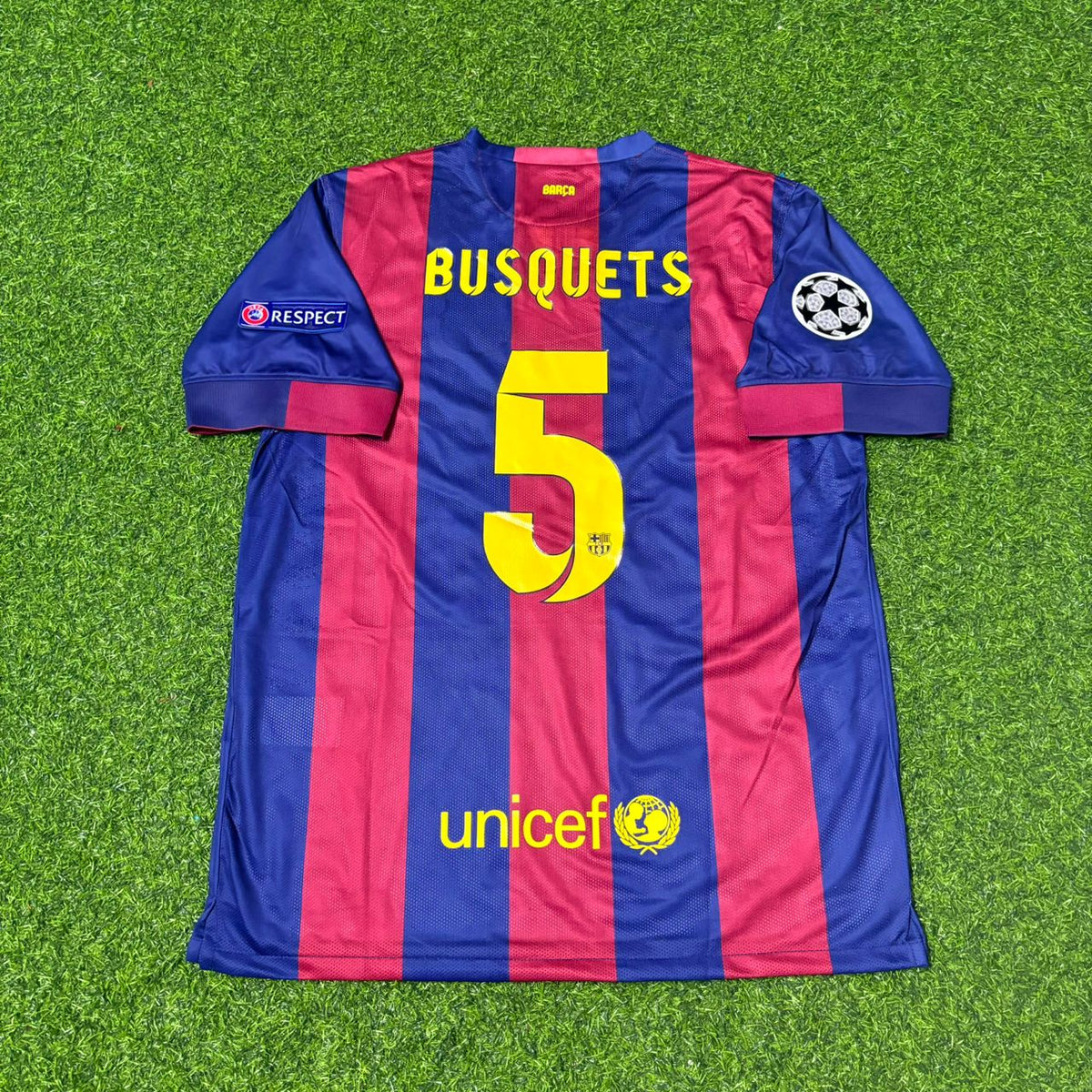 2015 Sergio Busquets Barcelona Champions League Final Retro Football Jersey – Back View