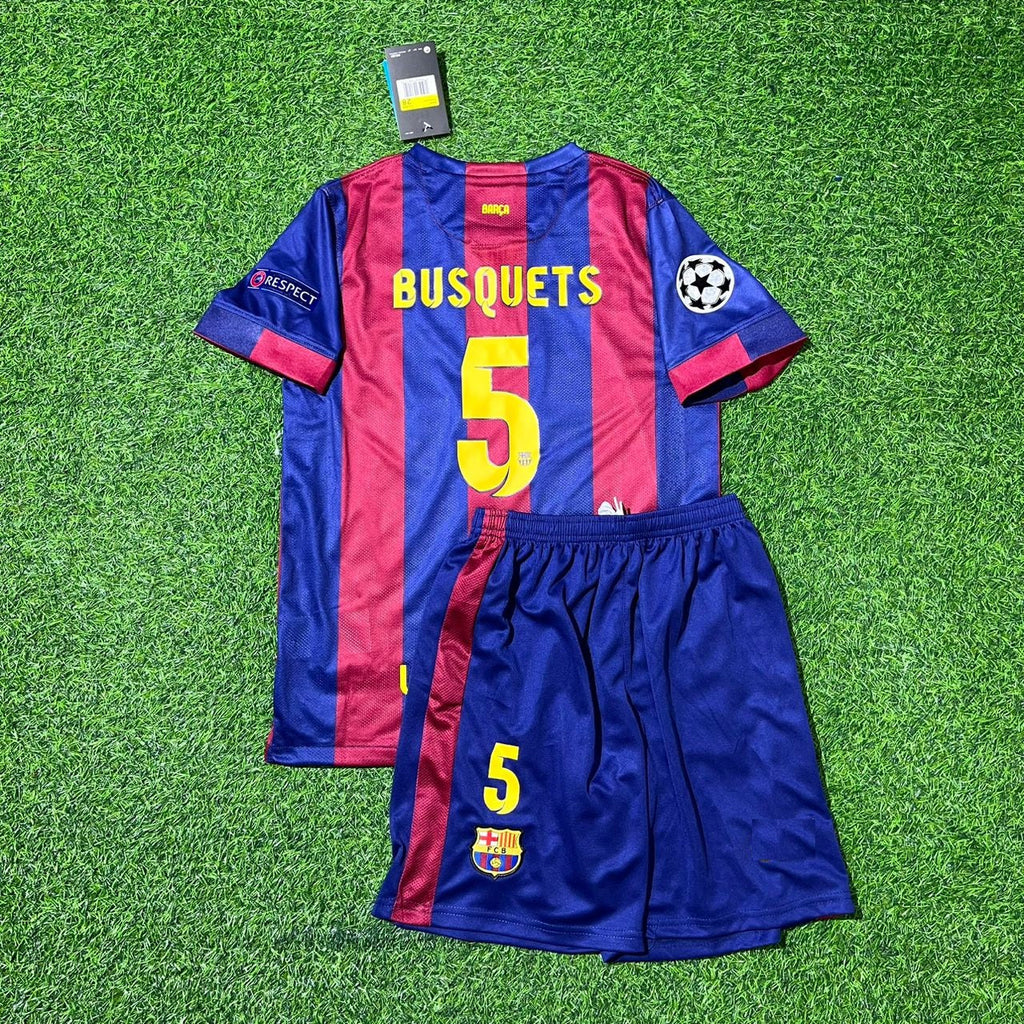 Barcelona 2015 Final Home Kids Football Kit – Sergio Busquets – Back View