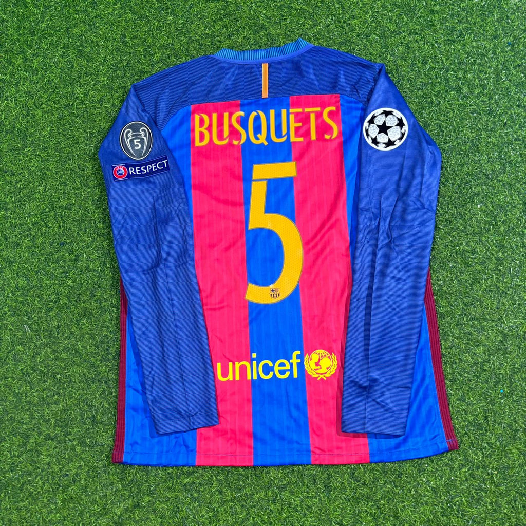 2016 Sergio Busquets Barcelona Special Patch Football Jersey – Back View