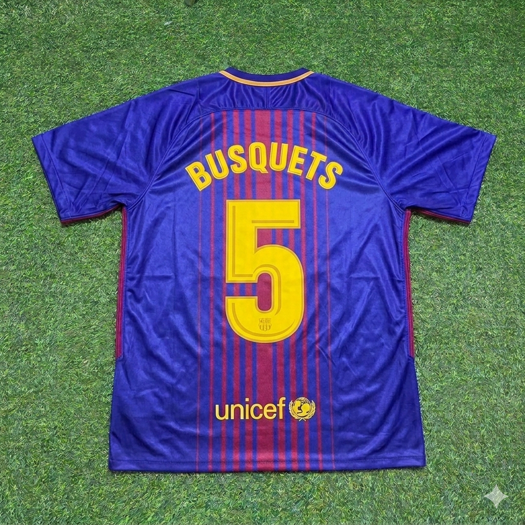 2017/18 Sergio Busquets 5- Barcelona Season Football Jersey – Back View