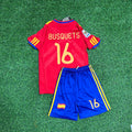 2010 Spain World Cup Sergio Busquets Retro Kids Football Jersey – Back View