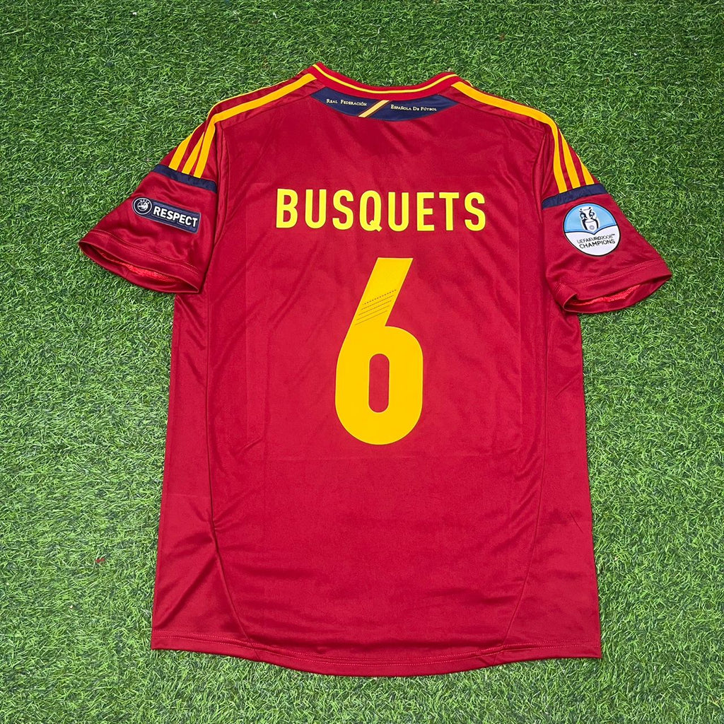 2012 Spain EURO Sergio Busquets Final Retro Football Jersey – Back View