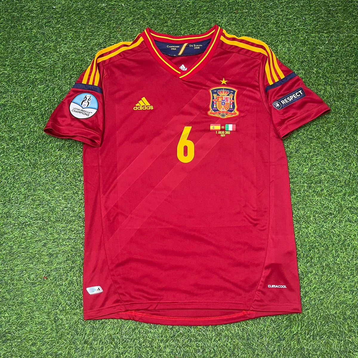 2012 Spain EURO Sergio Busquets Final Retro Football Jersey – Front View