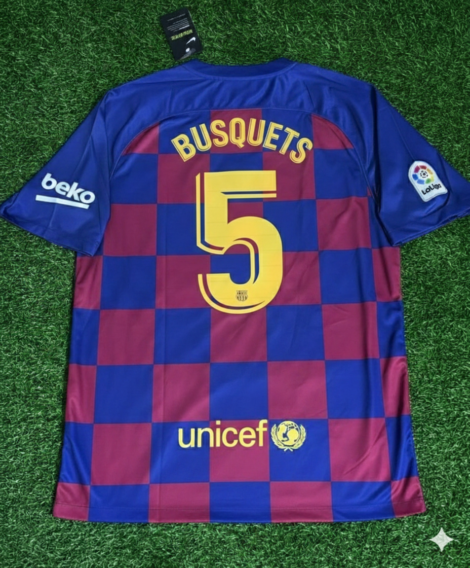 Barcelona 2019/20 Home Retro Jersey – Sergio Busquets – – Back View