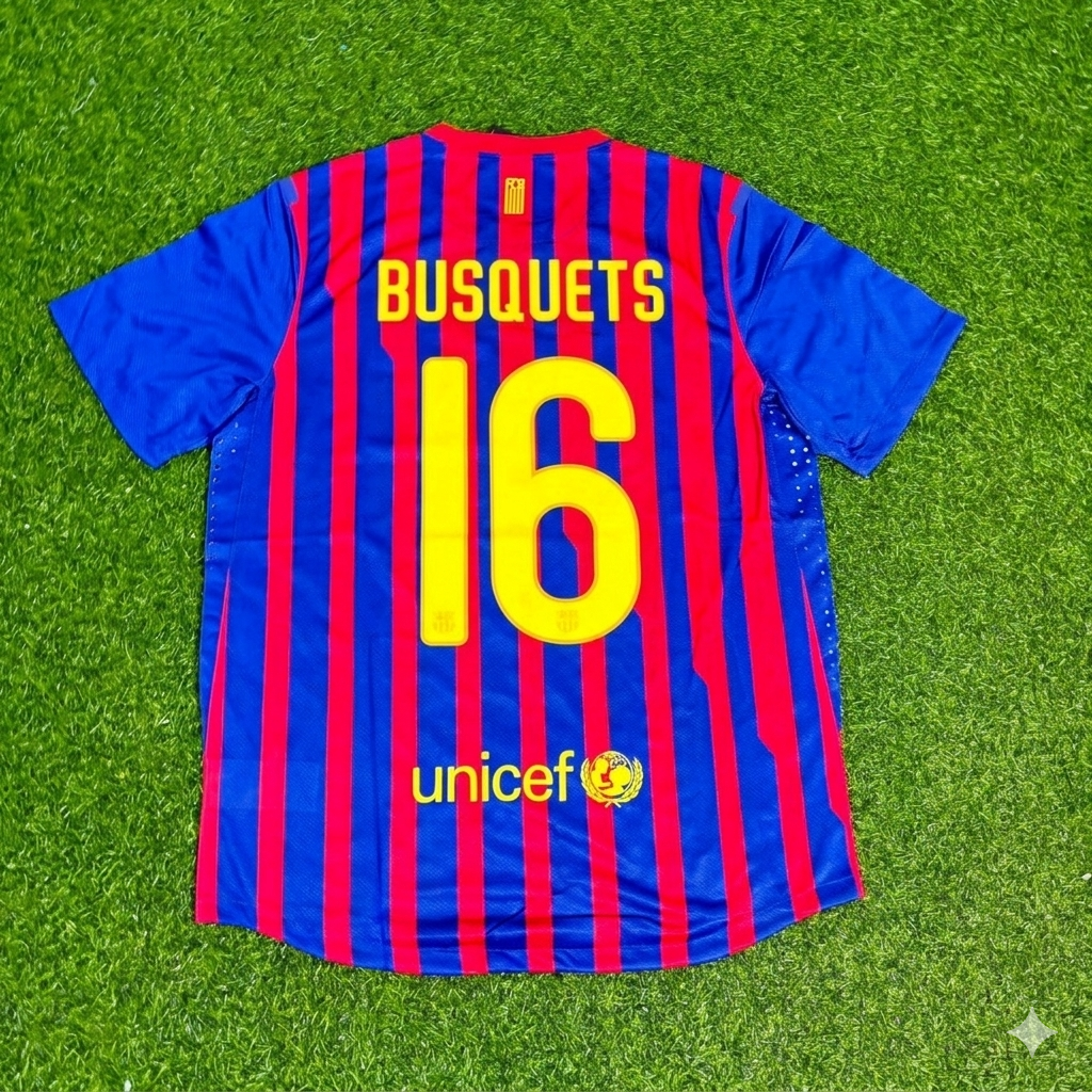 Barcelona 2011/2012 Retro Home Football Jersey – Sergio Busquets – Back View