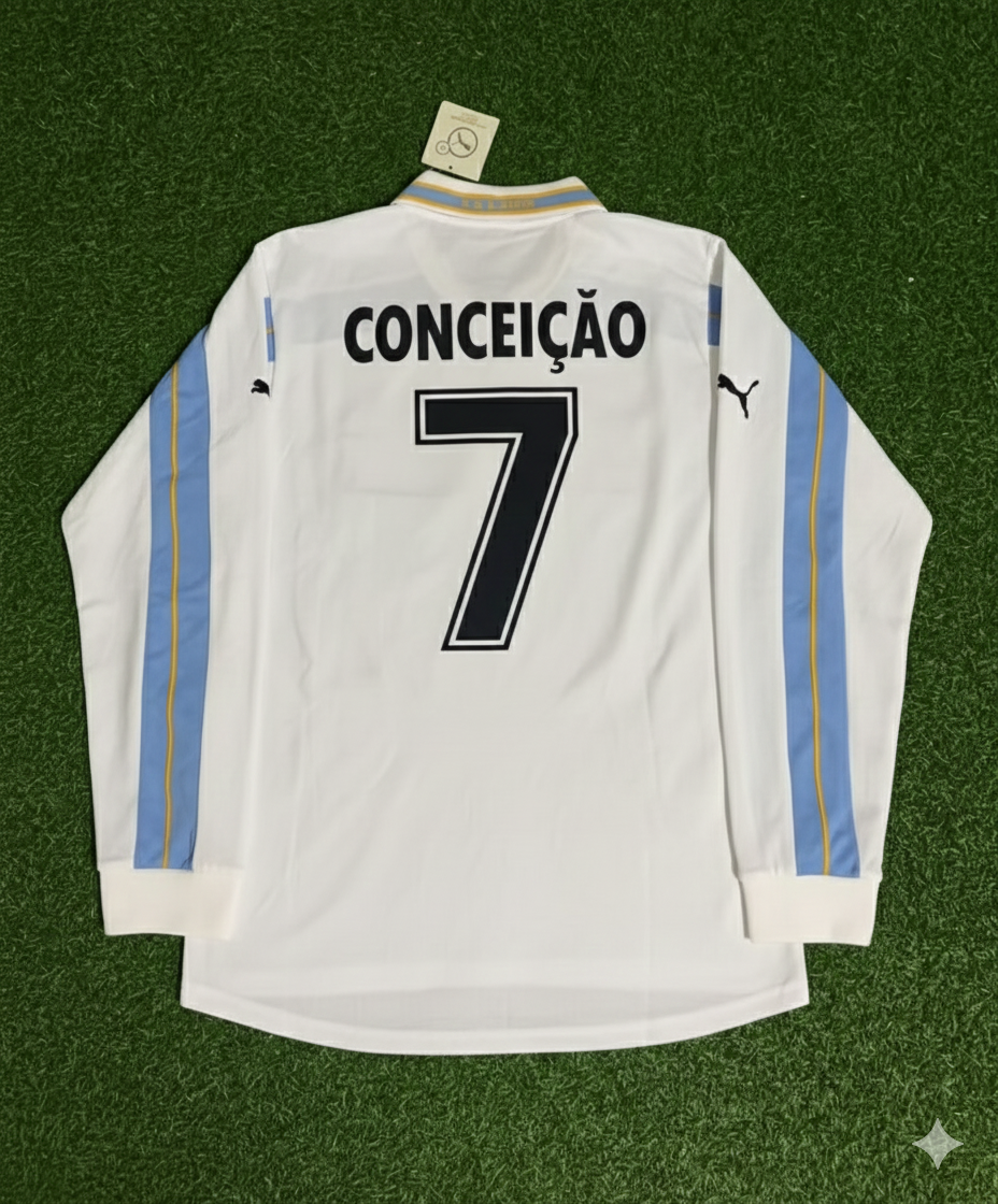 Sergio Conceição Lazio 1999 2000 White Long Sleeve Retro Football Jersey – Back View