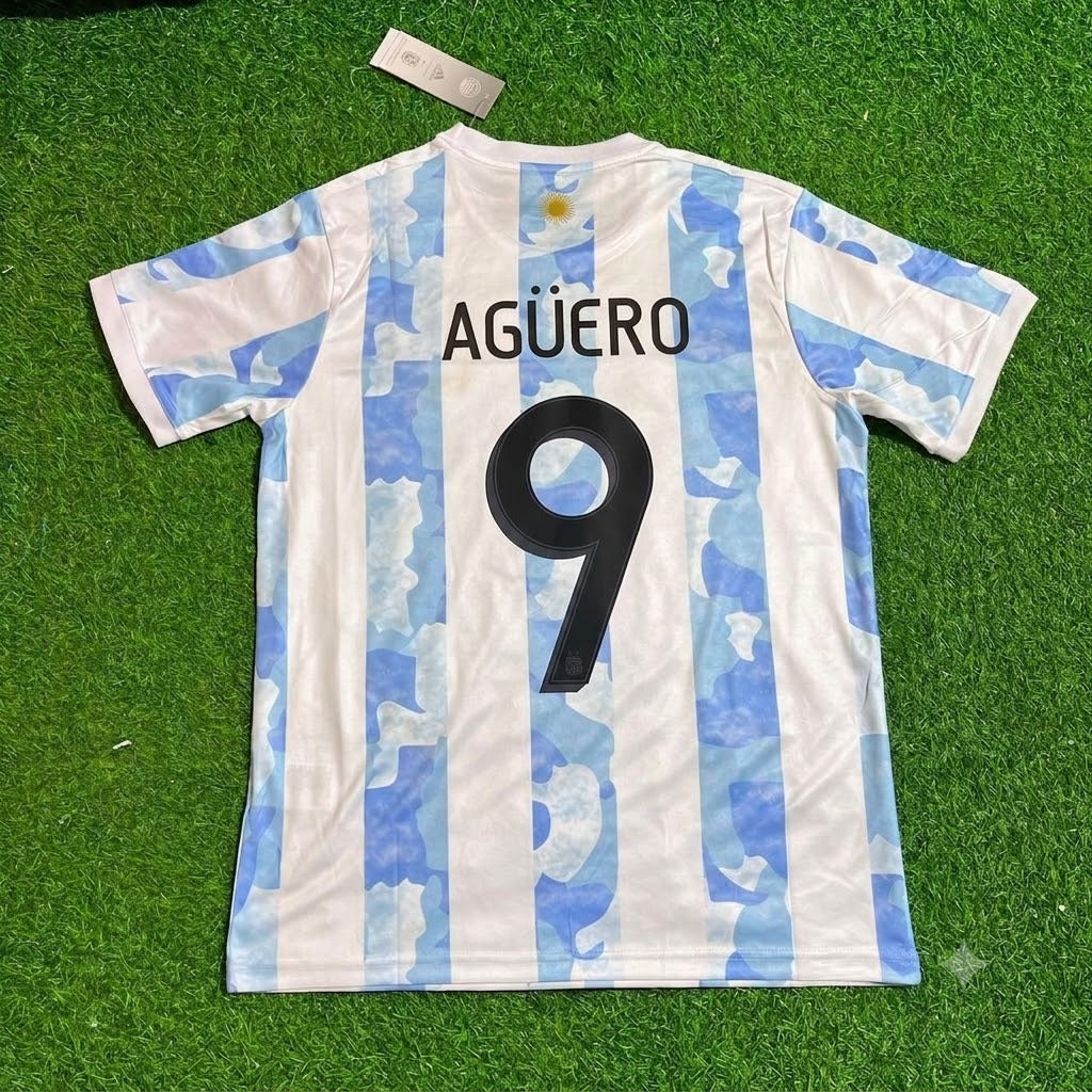 Sergio Kun Agüero - Argentina Retro Kit Jersey – Back View