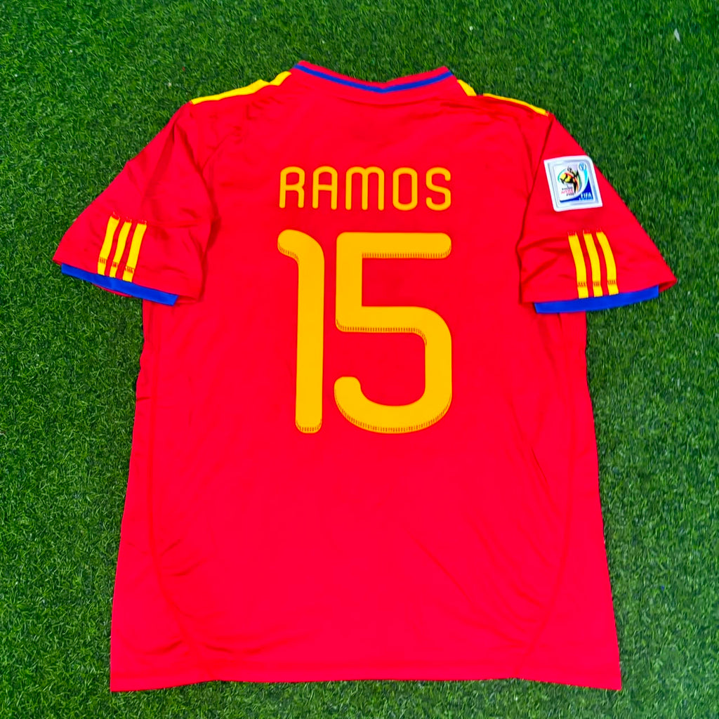 Sergio Ramos Spain Home 2010 World Cup Retro Jersey – Back View