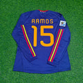 2010 Spain World Cup Sergio Ramos Final Retro Long Sleeve Football Jersey – Back View