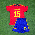 2012 Spain EURO Sergio Ramos Final Retro Kids Football Jersey – Back View