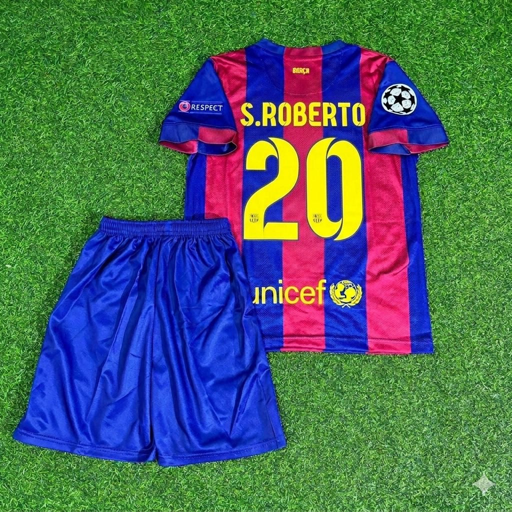 Barcelona 2015 Champions League Final Kids Retro Jersey – Sergi Roberto #20 – Back View