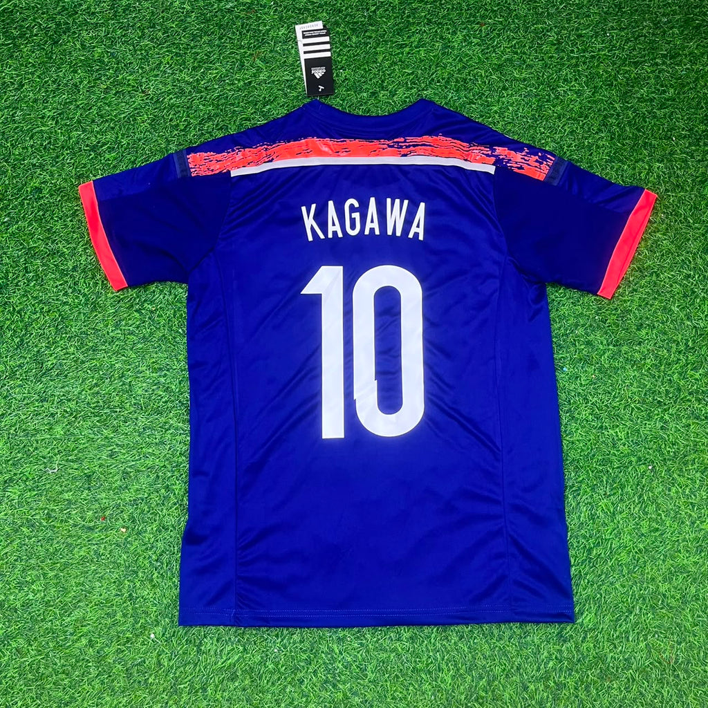 2014 Japan World Cup Shinji Kagawa Blue Home Retro Football Jersey – Back View