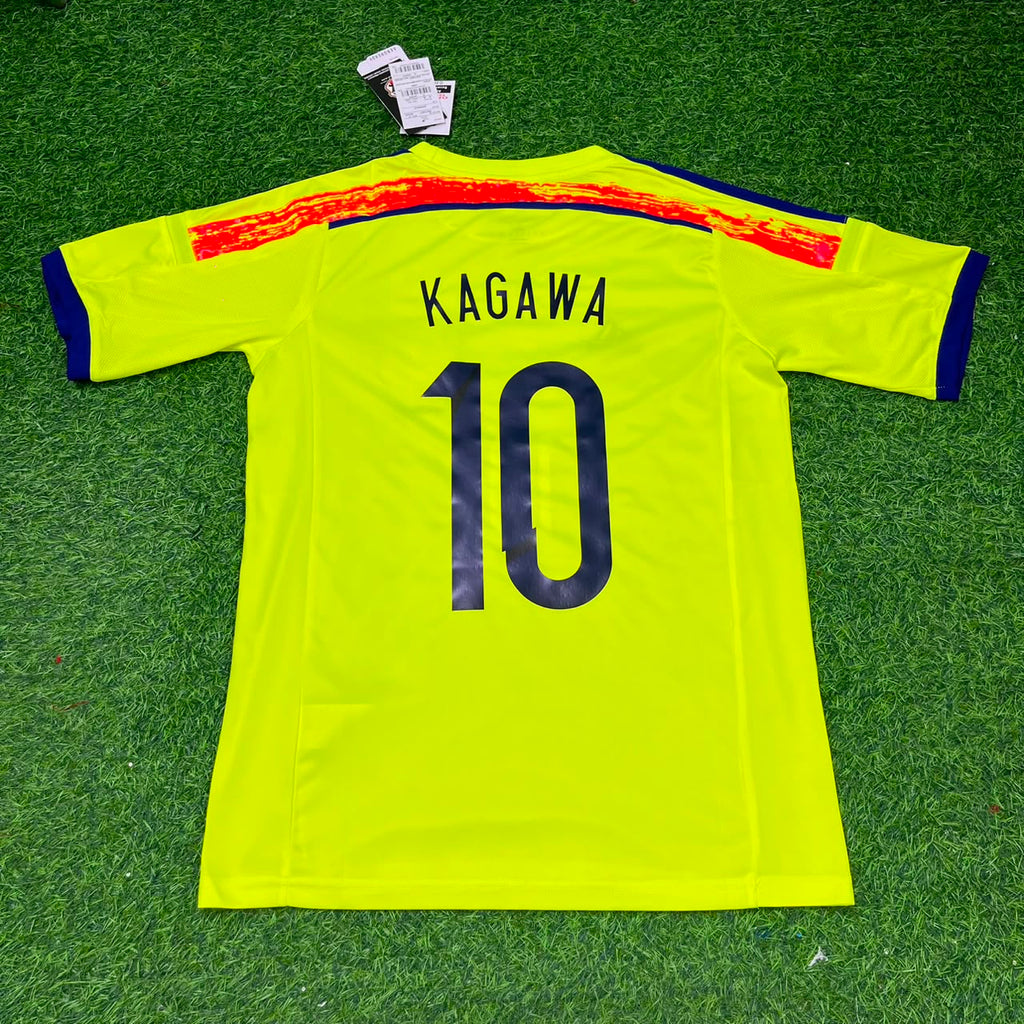 Shinji Kagawa Japan 2014 World Cup Yellow Away Retro Jersey – Back View