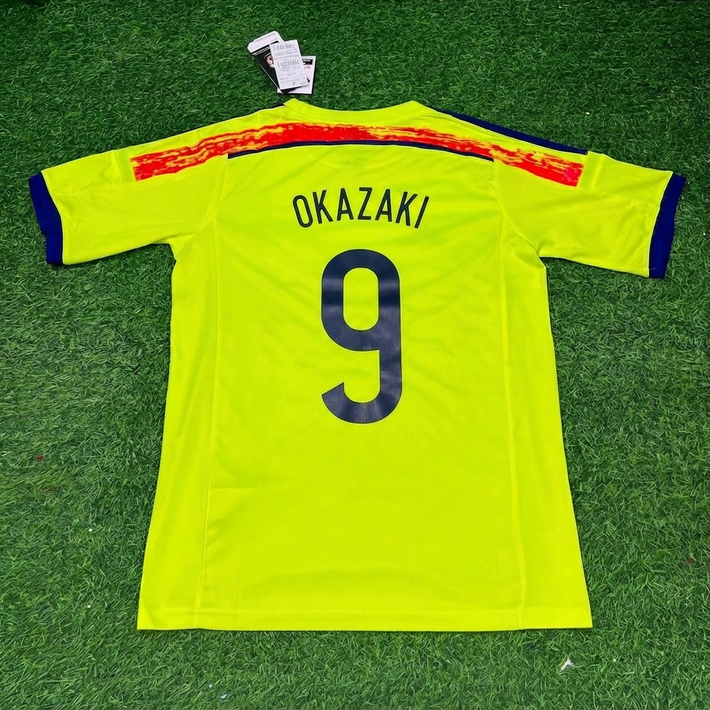 Shinji Okazaki Japan 2014 World Cup Yellow Away Retro Jersey – Back View