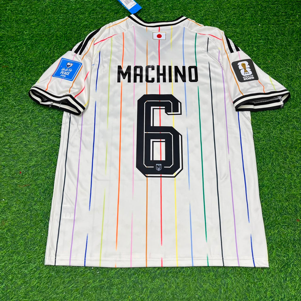 2026 Japan World Cup Shūto Machino Away White Football Jersey – Back View