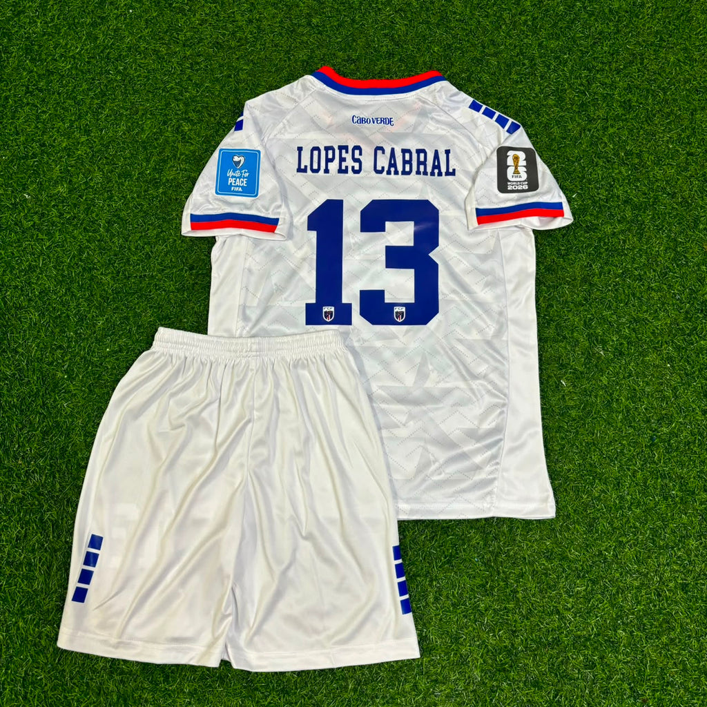2026 Cape Verde World Cup Sidny Lopes Cabral Children White Football Jersey – Back View