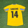 1998/00 Diego Simeone Lazio Yellow Retro Football Jersey – Back View