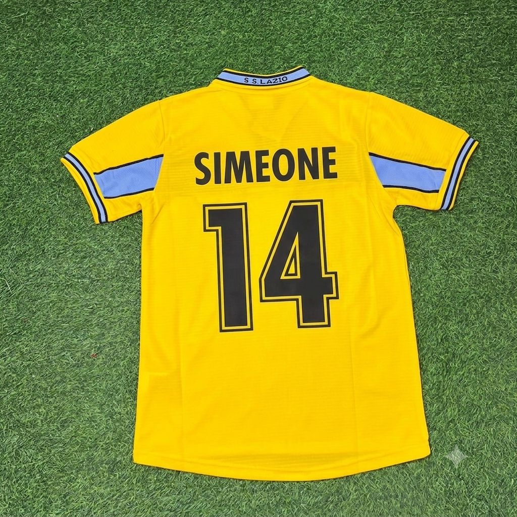 1998/00 Diego Simeone Lazio Yellow Retro Football Jersey – Back View