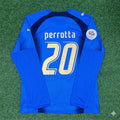 2006 Italy World Cup Simone Perrotta #20 Final Long Sleeve Retro Football Jersey – Back View