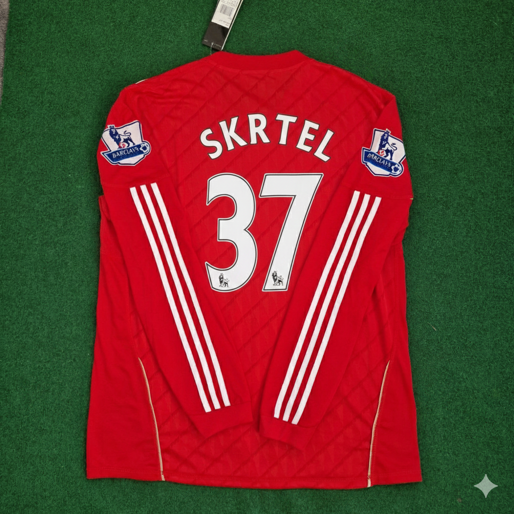 Liverpool 2010 2012 Season Long Sleeves Red Retro Jersey – Martin Skrtel – Back View
