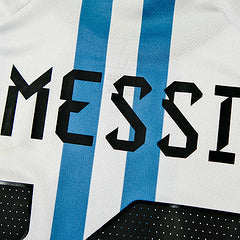 Lionel Messi 10- Argentina 2022 Qatar World Cup Champion Home Jersey – Detailed View