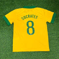 Sócrates Brazil Retro Home Yellow Football Jersey – Back View