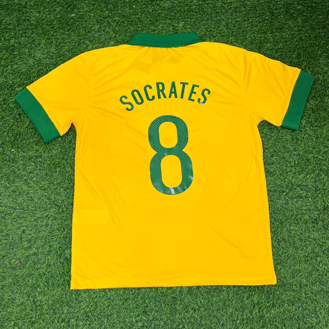 Sócrates Brazil Retro Home Yellow Football Jersey – Back View