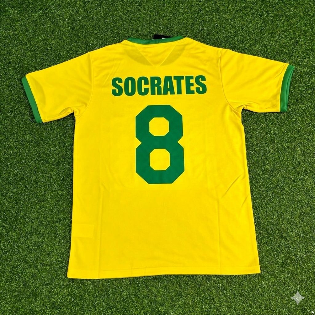 Socrates Brazil Retro Home Football Jersey – Back View