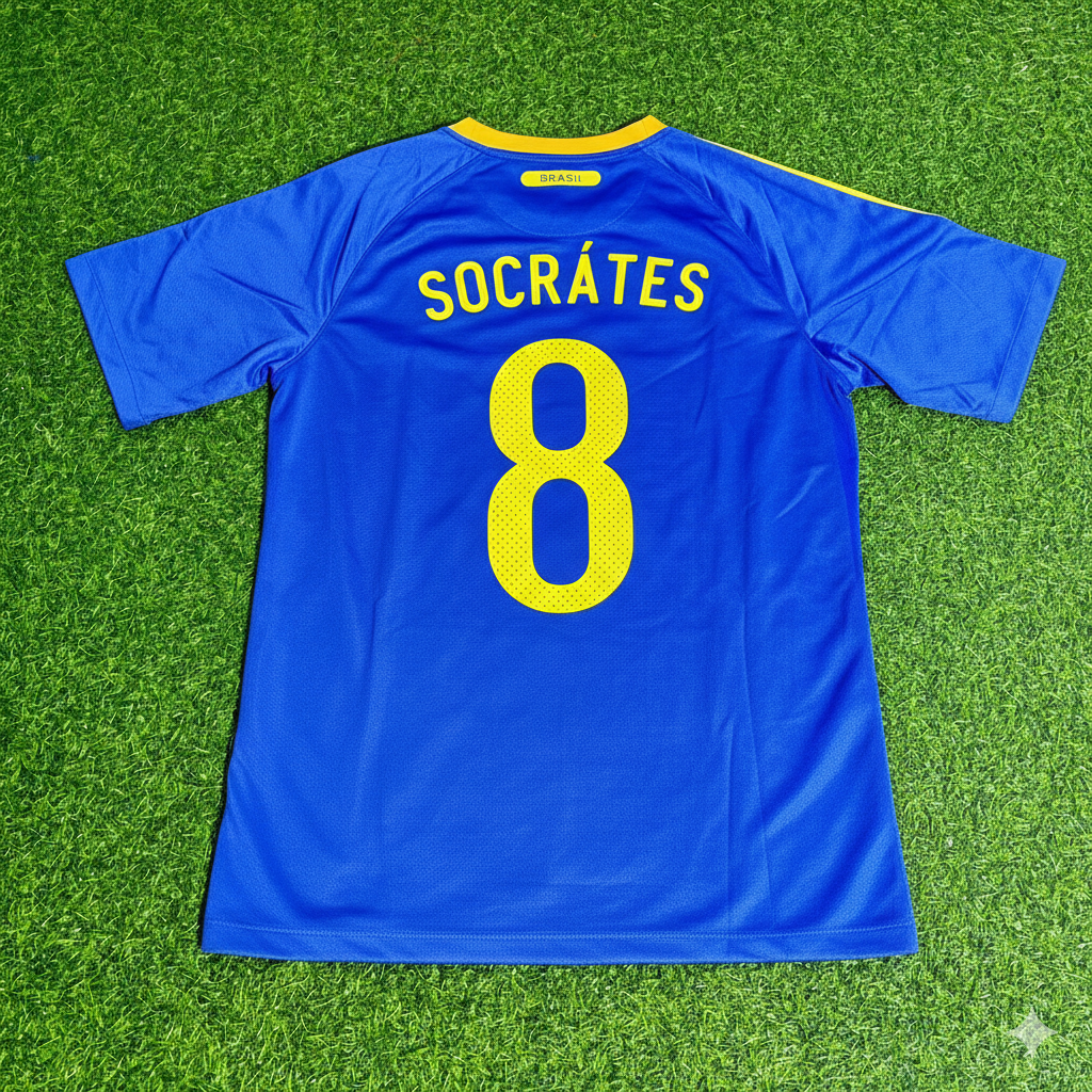 Brazil Retro Blue Jersey – Socrates – Back View