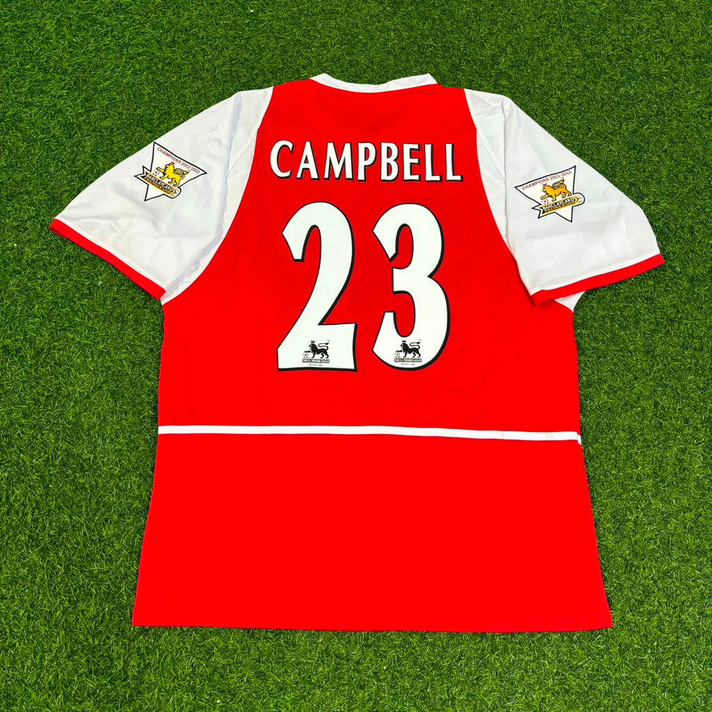 Arsenal 2002/03 EPL Patch Home Retro Football Jersey – Sol Campbell 23 – Back View