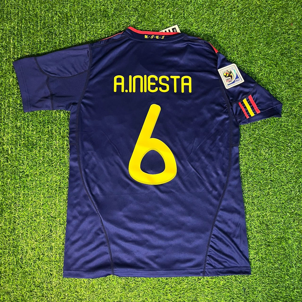 Andrés Iniesta - Spain Away 2010 World Cup Final Retro Jersey – Back View