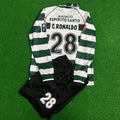 Cristiano Ronaldo Sporting Lisbon First Season Long Sleeve Retro Kids Jersey – Back View