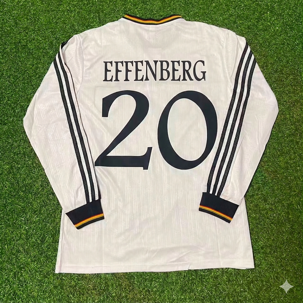 1996 Germany EURO Stefan Effenberg #20 Final Home Long Sleeve Retro Football Jersey – Back View