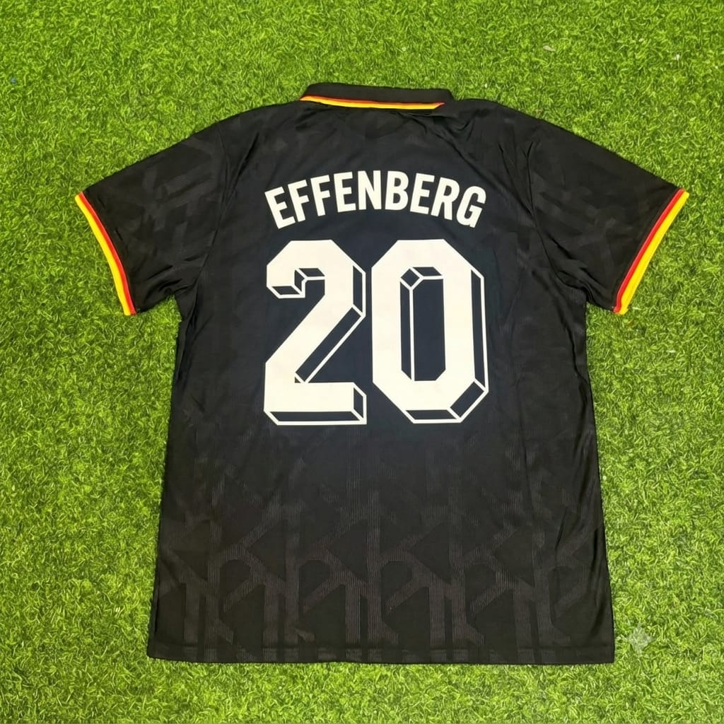 Stefan Effenberg Germany Black Polo Retro Commemorative Jersey – Back View