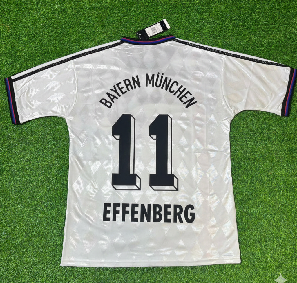 Bayern Munich Away White Retro Football Jersey – Stefan Effenberg – Back View