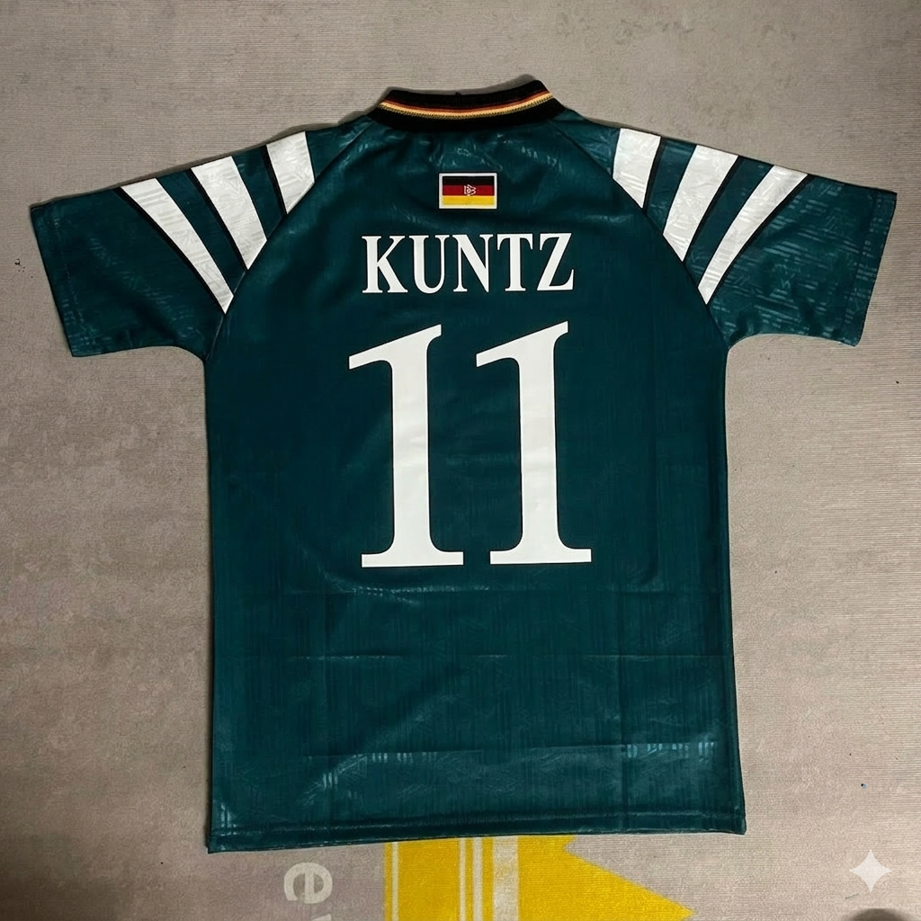 1996 Germany EURO Stefan Kuntz Deutschland Retro Football Jersey – Back View