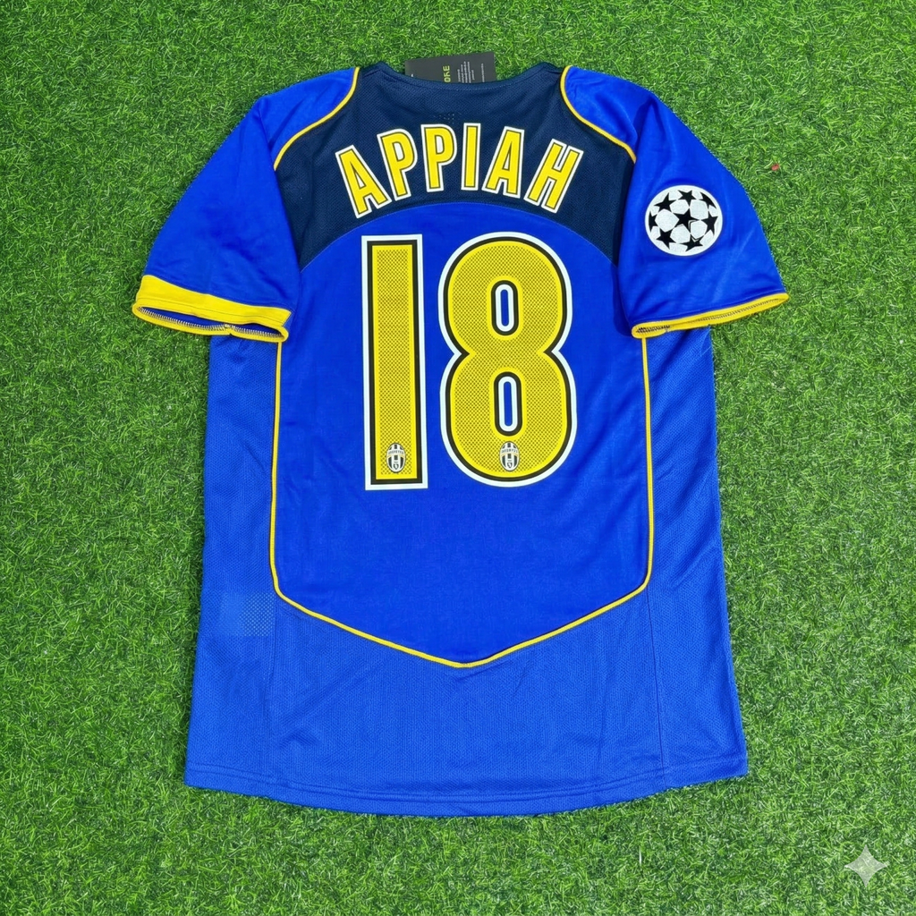 Juventus 2004-2005 Blue Retro Jersey | Kit | | – Stephen Appiah – Back View