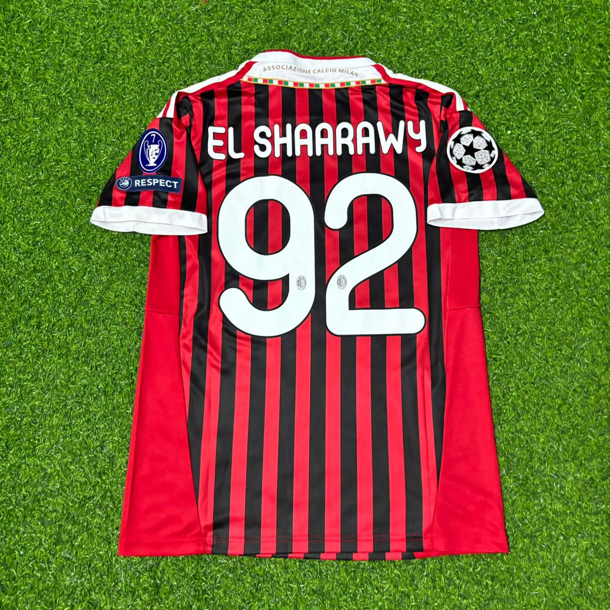 2011/12 Stephen El Shaarawy #92 AC Milan Home Retro Football Jersey – Back View