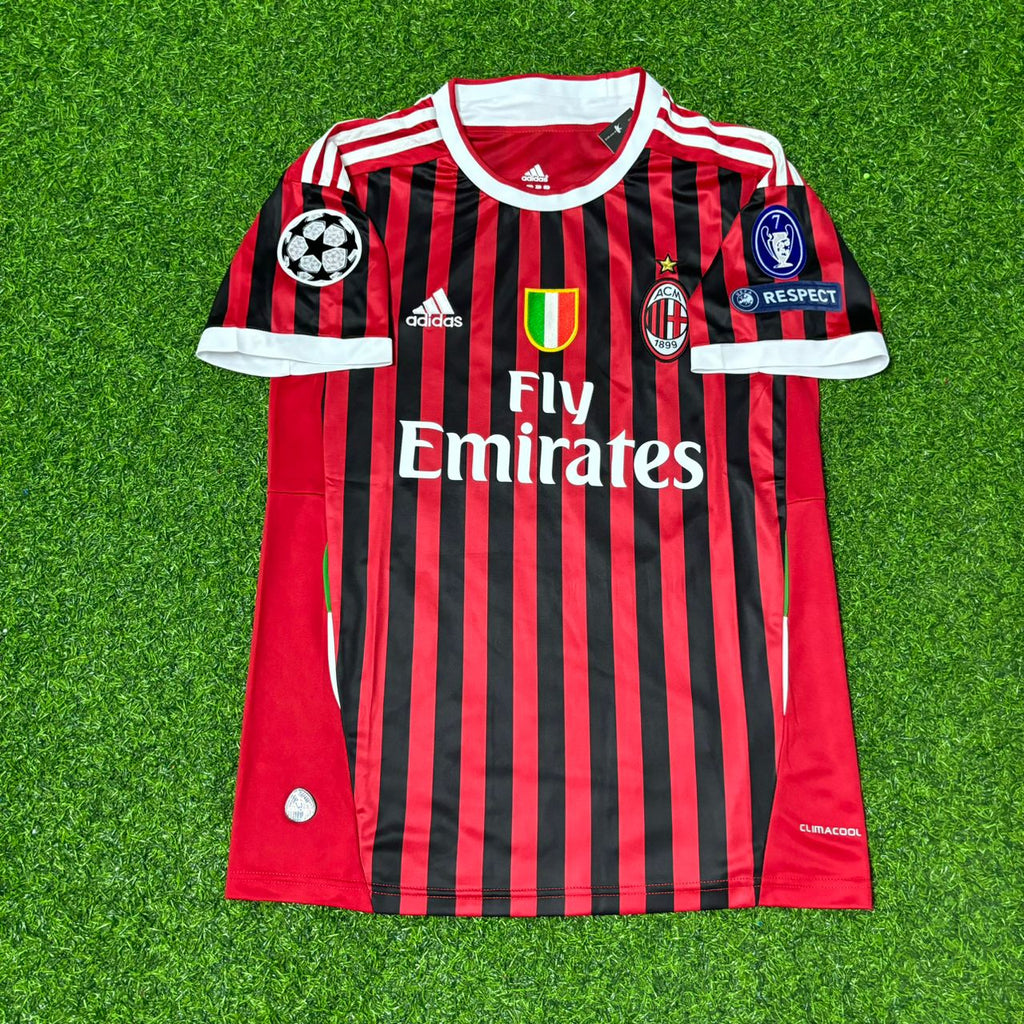 2011/12 Stephen El Shaarawy #92 AC Milan Home Retro Football Jersey – Front View