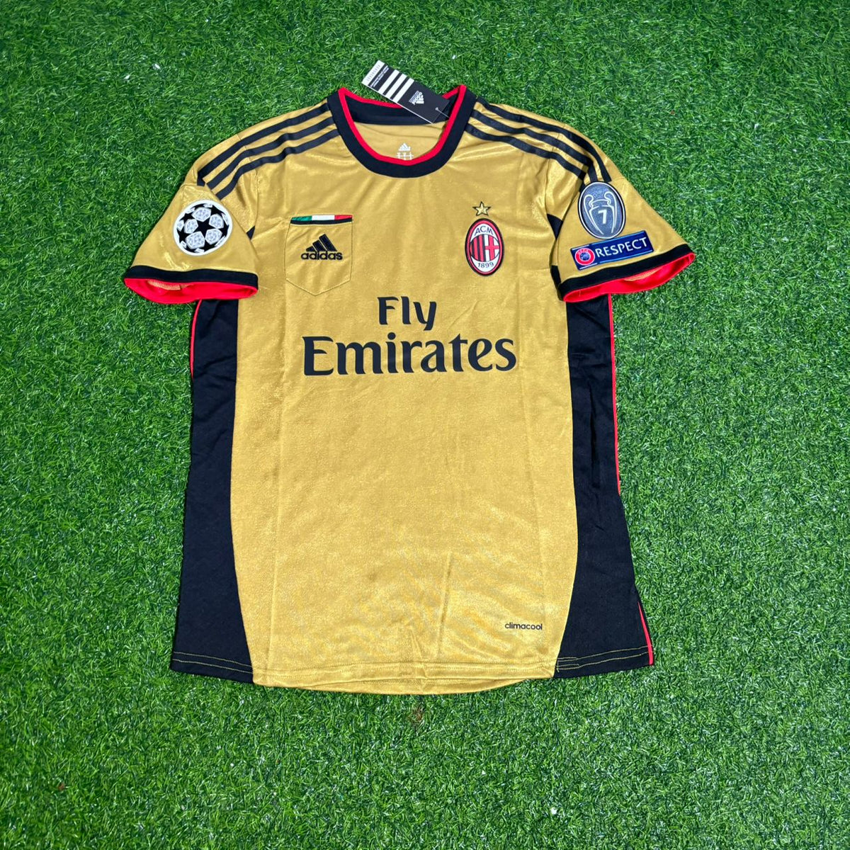 2013/14 Stephen El Shaarawy AC Milan Golden Retro Football Jersey – Front View