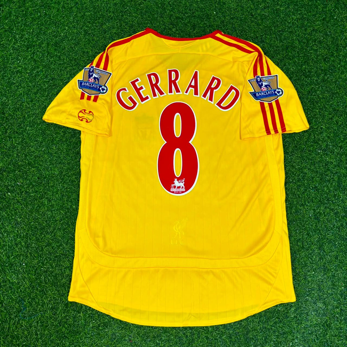 Liverpool 2006/2007 Yellow Retro Football Jersey – Steven Gerrard – Back View