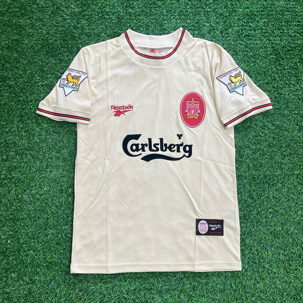 Liverpool 1996 1997 Retro Away White Retro Jersey – Phil Babb – Front View