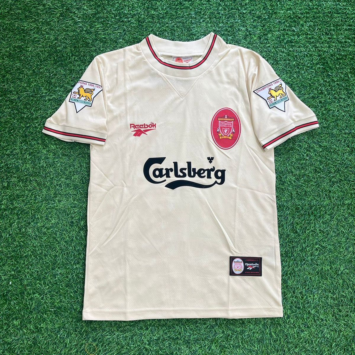 1996 Jason McAteer Liverpool 1997 Retro Away White Retro Football Jersey – Front View