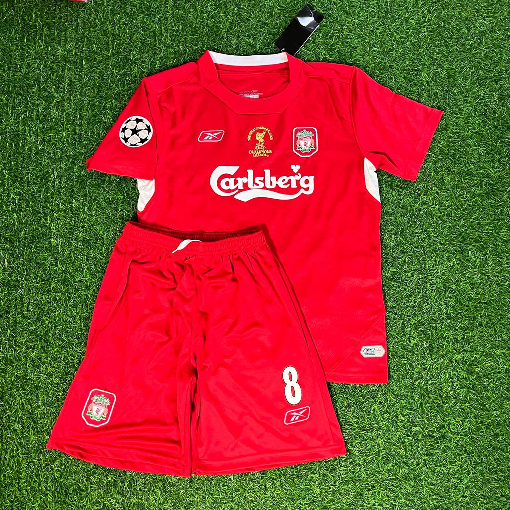 2005 Steven Gerrard 8 Liverpool Champions League Final Istanbul Kids Football Jersey for Children Personnalisable – Front View