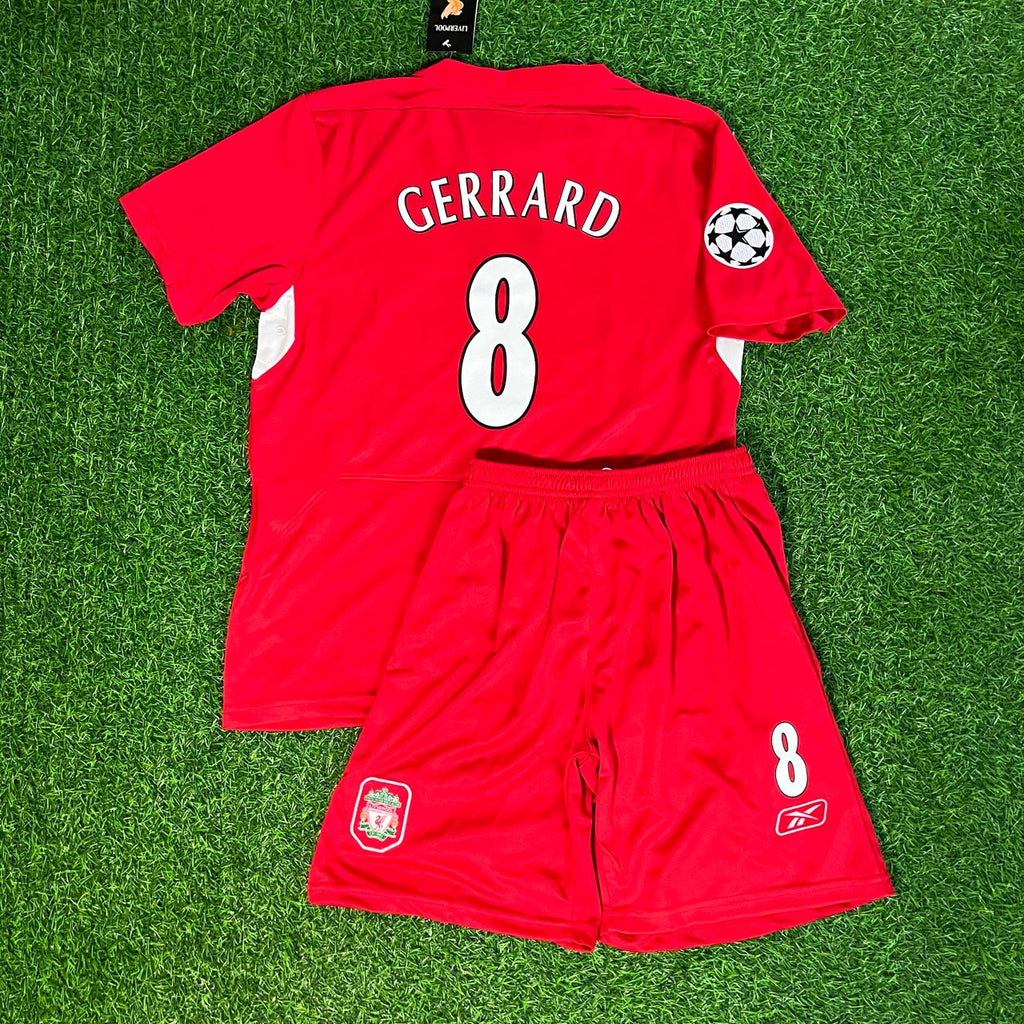 2005 Steven Gerrard 8 Liverpool Champions League Final Istanbul Kids Football Jersey for Children Personnalisable – Back View