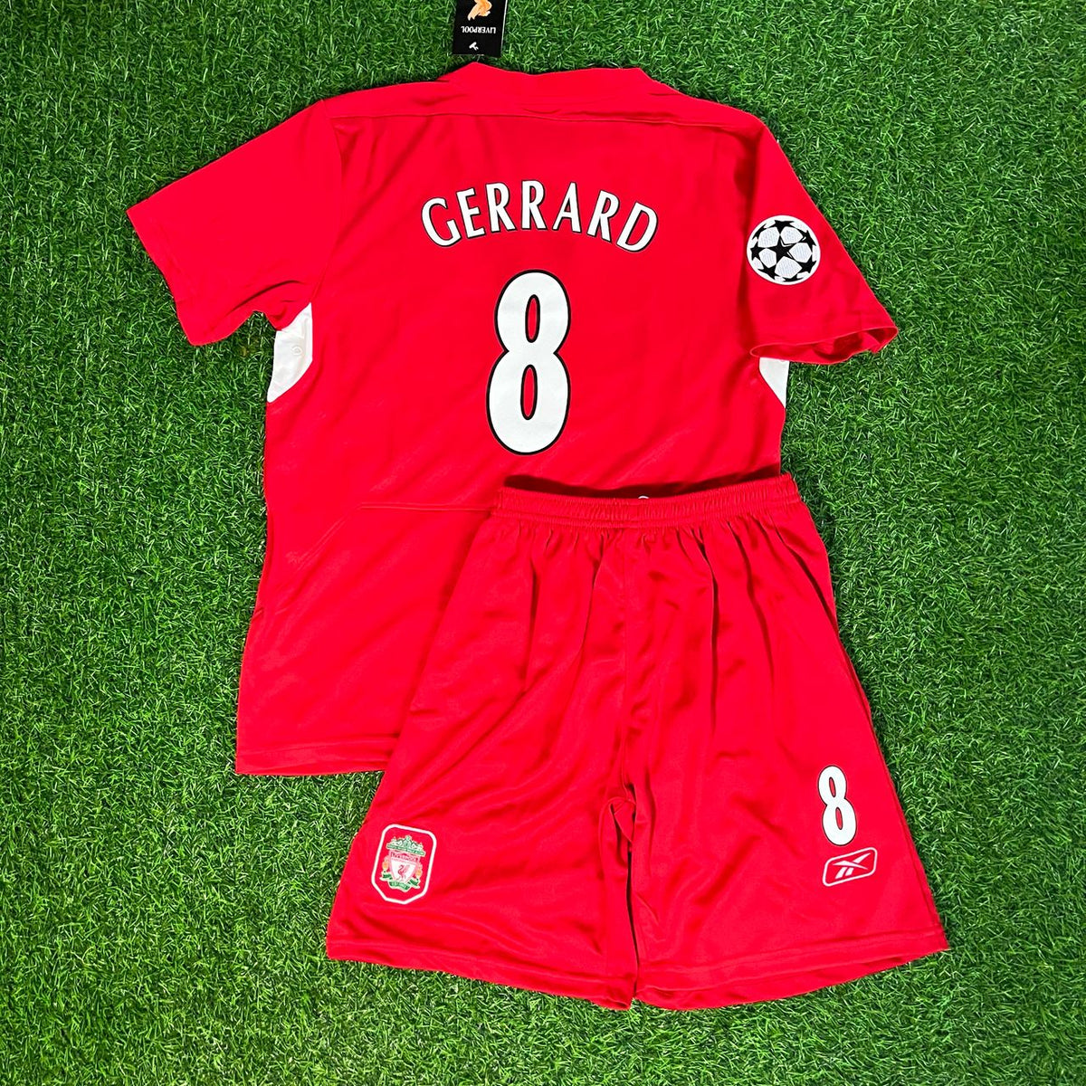 2005 Steven Gerrard 8 Liverpool Champions League Final Istanbul Kids Football Jersey for Children Personnalisable – Back View
