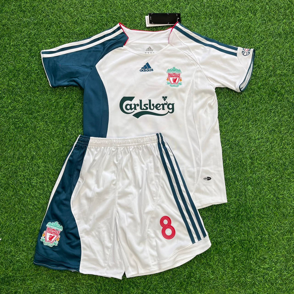 2006/07 Steven Gerrard Liverpool White Kids Retro Football Jersey Collection – Front View