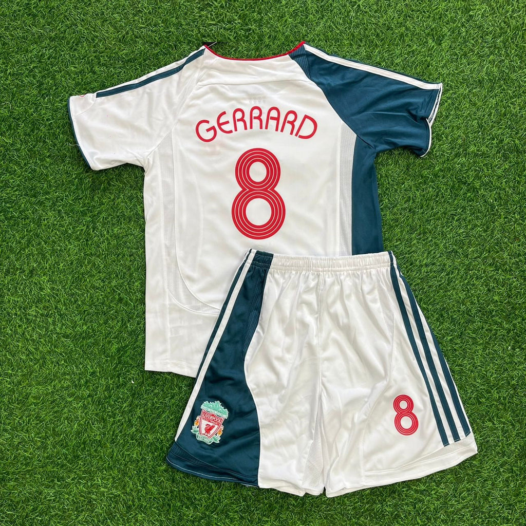 2006/07 Steven Gerrard Liverpool White Kids Retro Football Jersey Collection – Back View