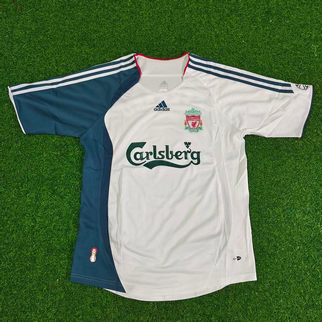 2006 Steven Gerrard Liverpool 2007 White Retro Football Jersey – Front View